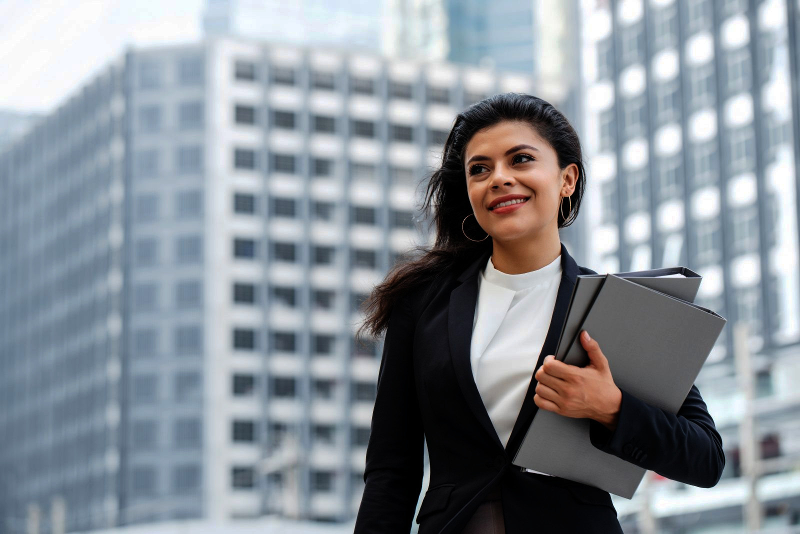 Customer carrying business documents